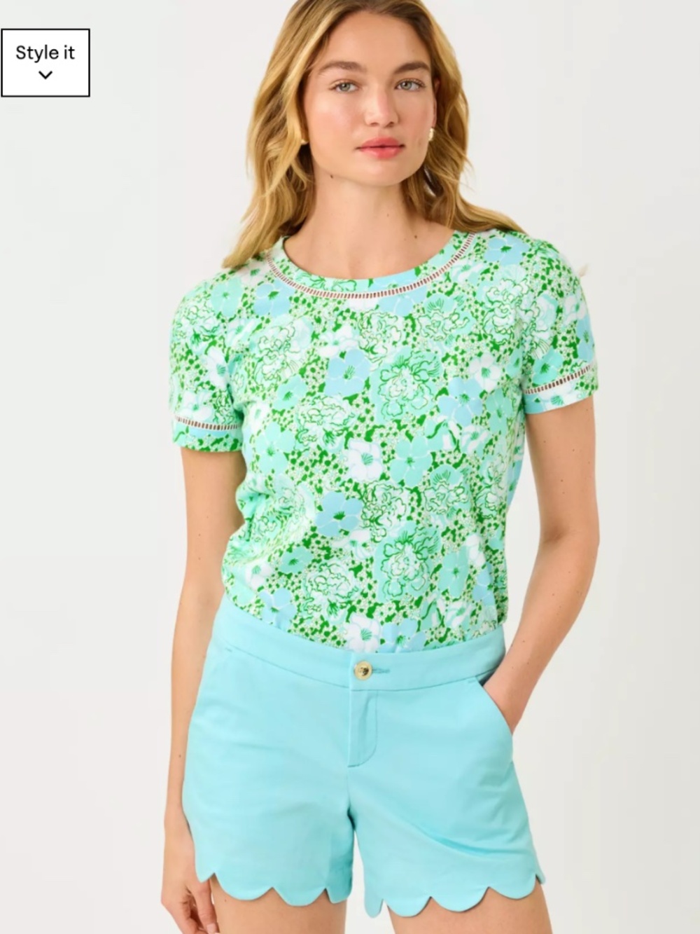 Lilly Pulitzer The Buttercup Stretch Cotton Short 5” Inseam Scallop Hem Preppy
